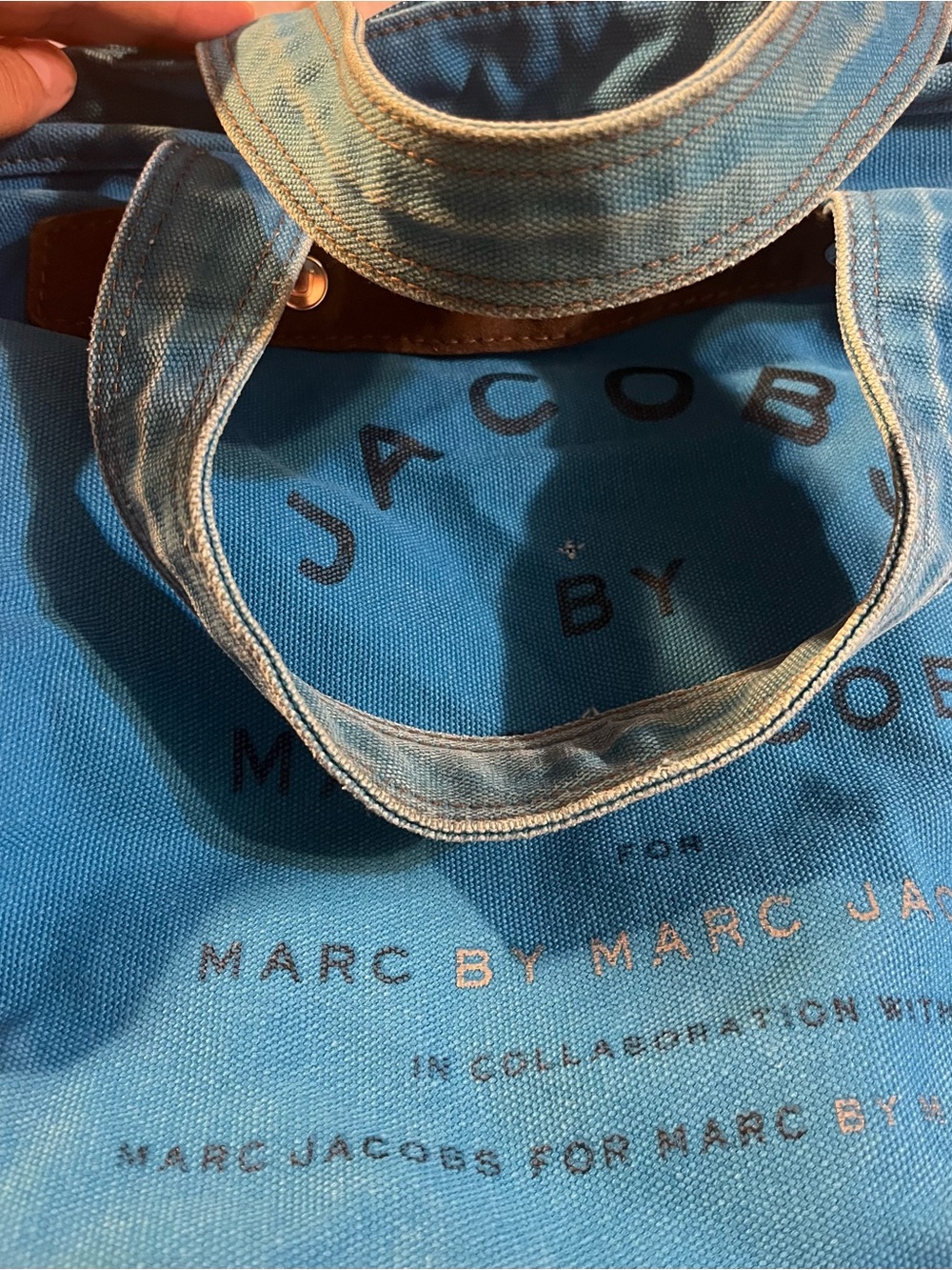 Marc Jacobs Marc by Marc Jacobs Cotton Canvas Blue Full Zipper Tote Bag - Picture 13 of 13